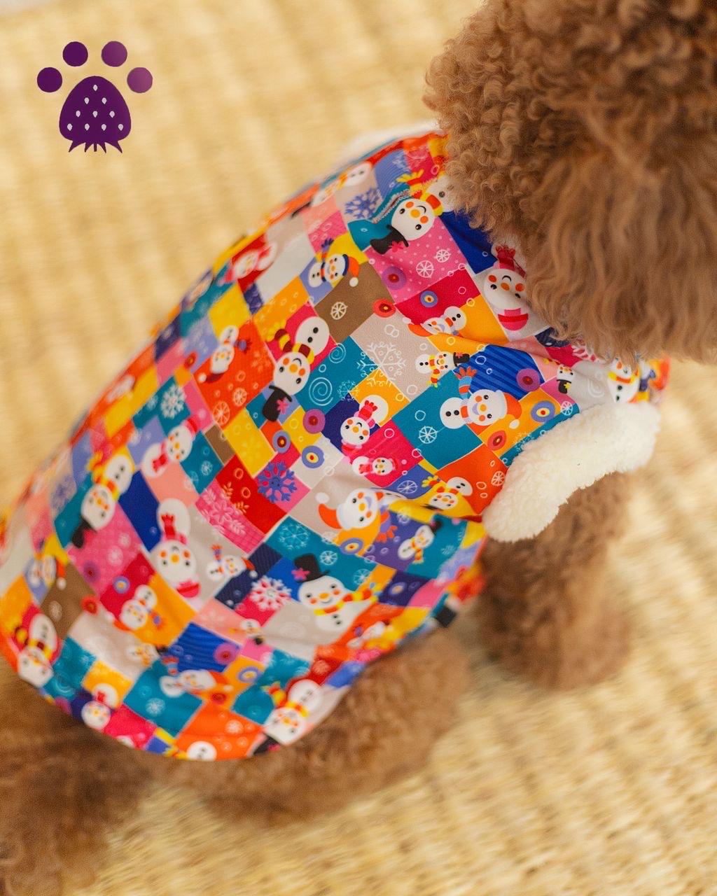 Reversible Santa-Snowman Dog Puffer Jacket