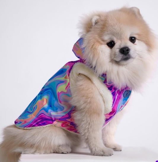 Stylish Pink & Purple Marble Puffer for Dogs